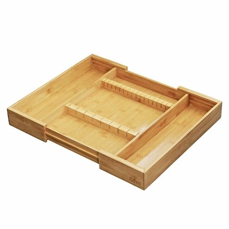 Highkey Dapur Bamboo Expandable Drawer Organizer with Cutlery Storage LR656888